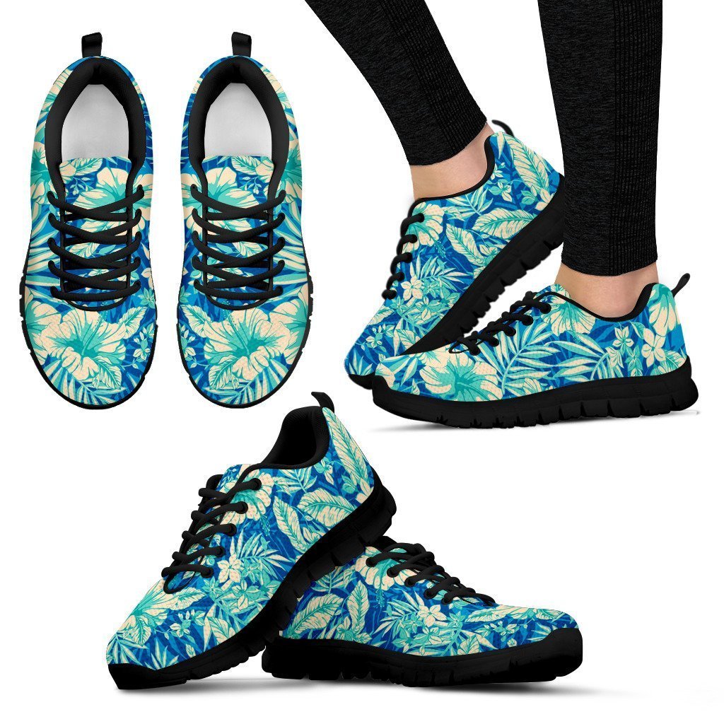 Blue Blossom Tropical Pattern Print Women's Sneakers