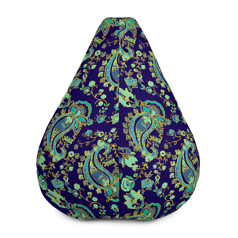 Blue Bohemian Paisley Pattern Print Bean Bag Cover