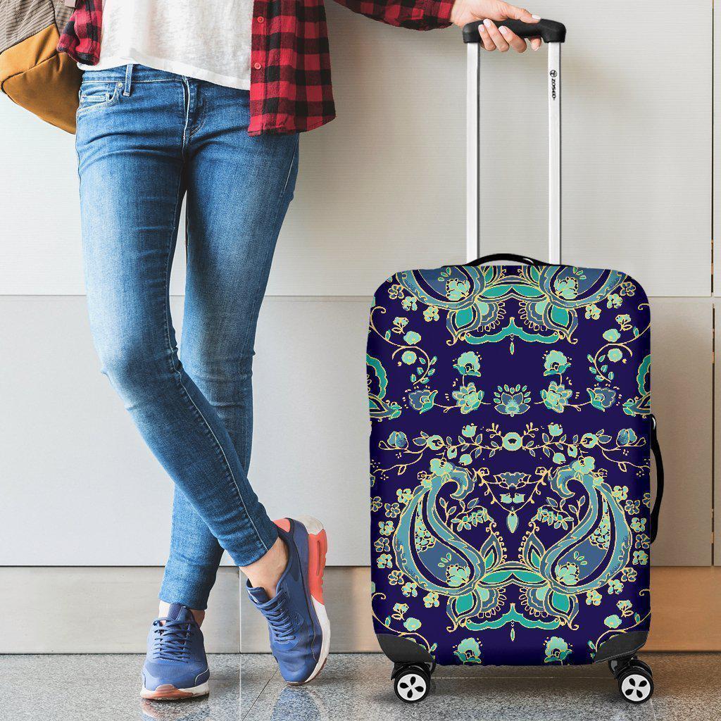 Blue Bohemian Paisley Pattern Print Luggage Cover