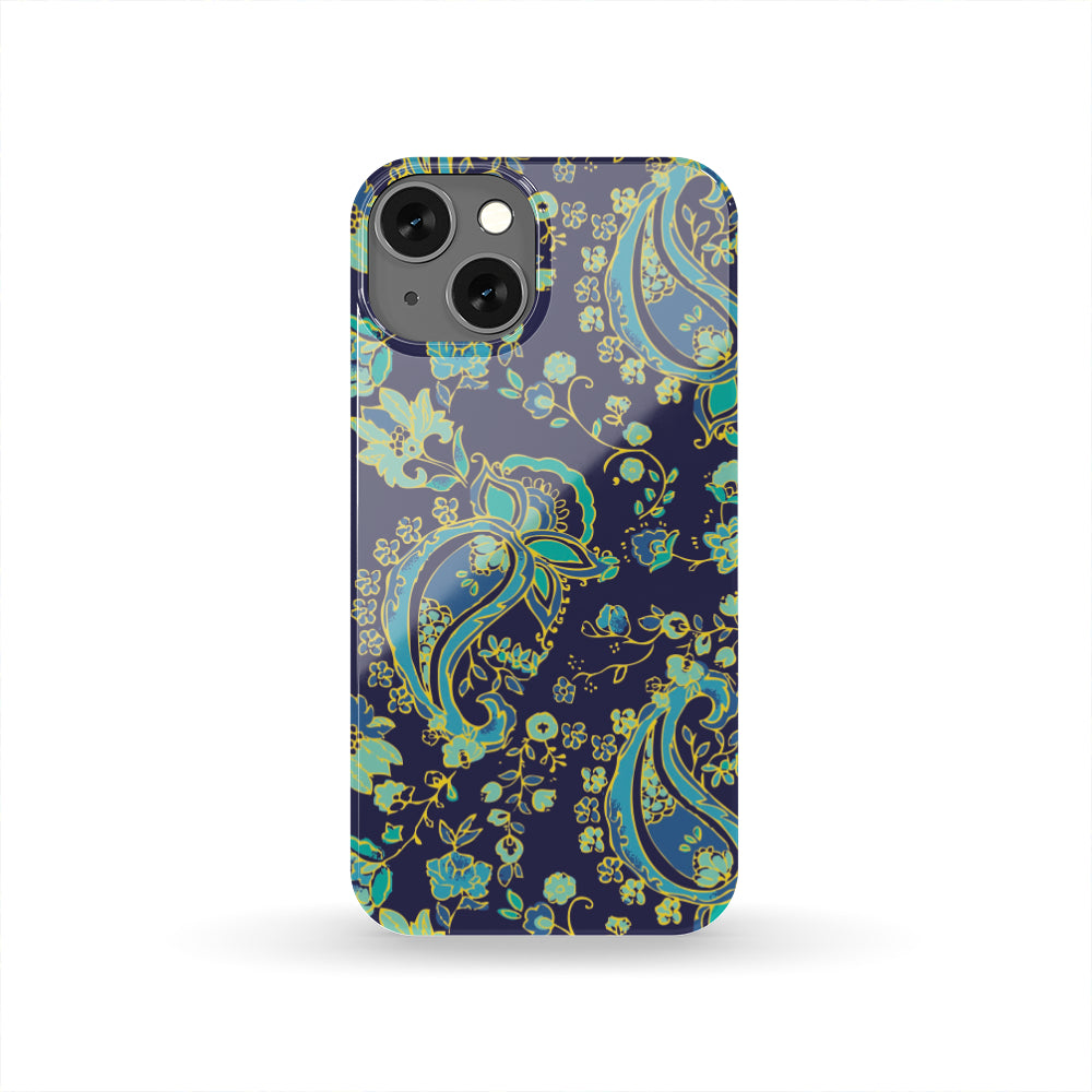 Blue Bohemian Paisley Pattern Print Phone Case