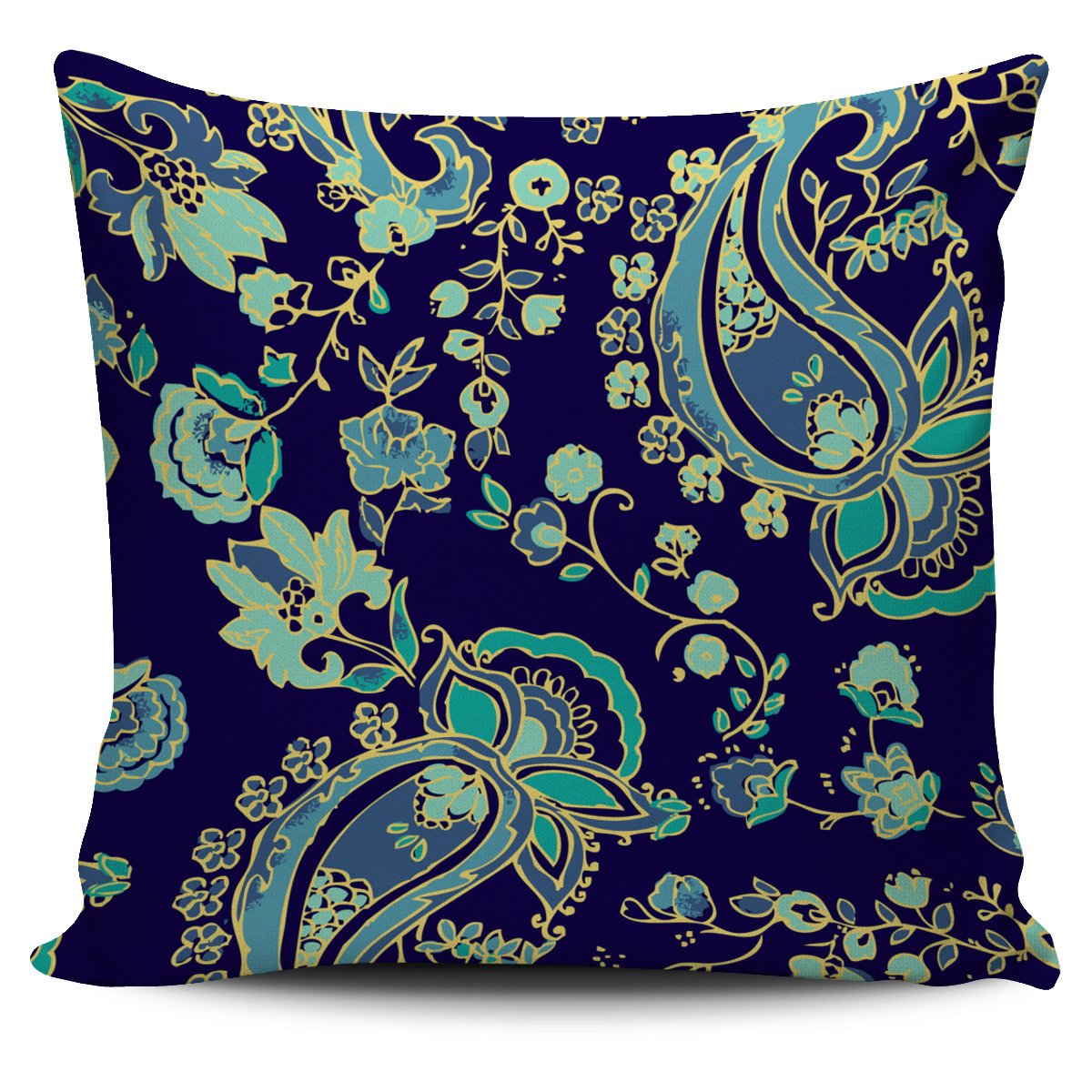 Blue Bohemian Paisley Pattern Print Pillow Cover