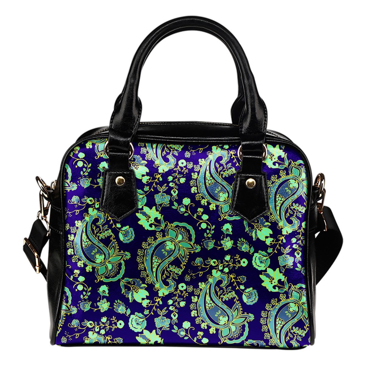 Blue Bohemian Paisley Pattern Print Shoulder Handbag