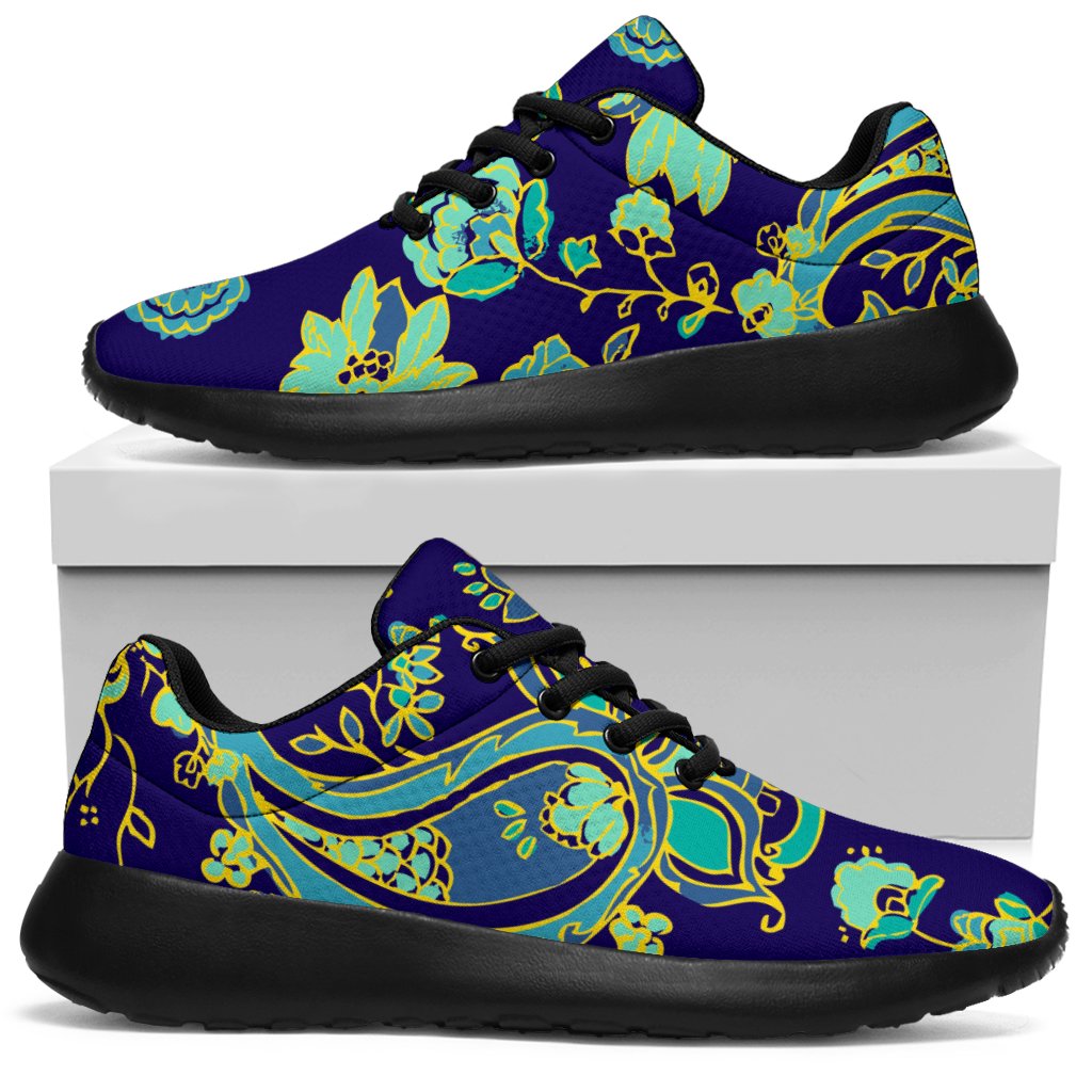 Blue Bohemian Paisley Pattern Print Sport Sneakers