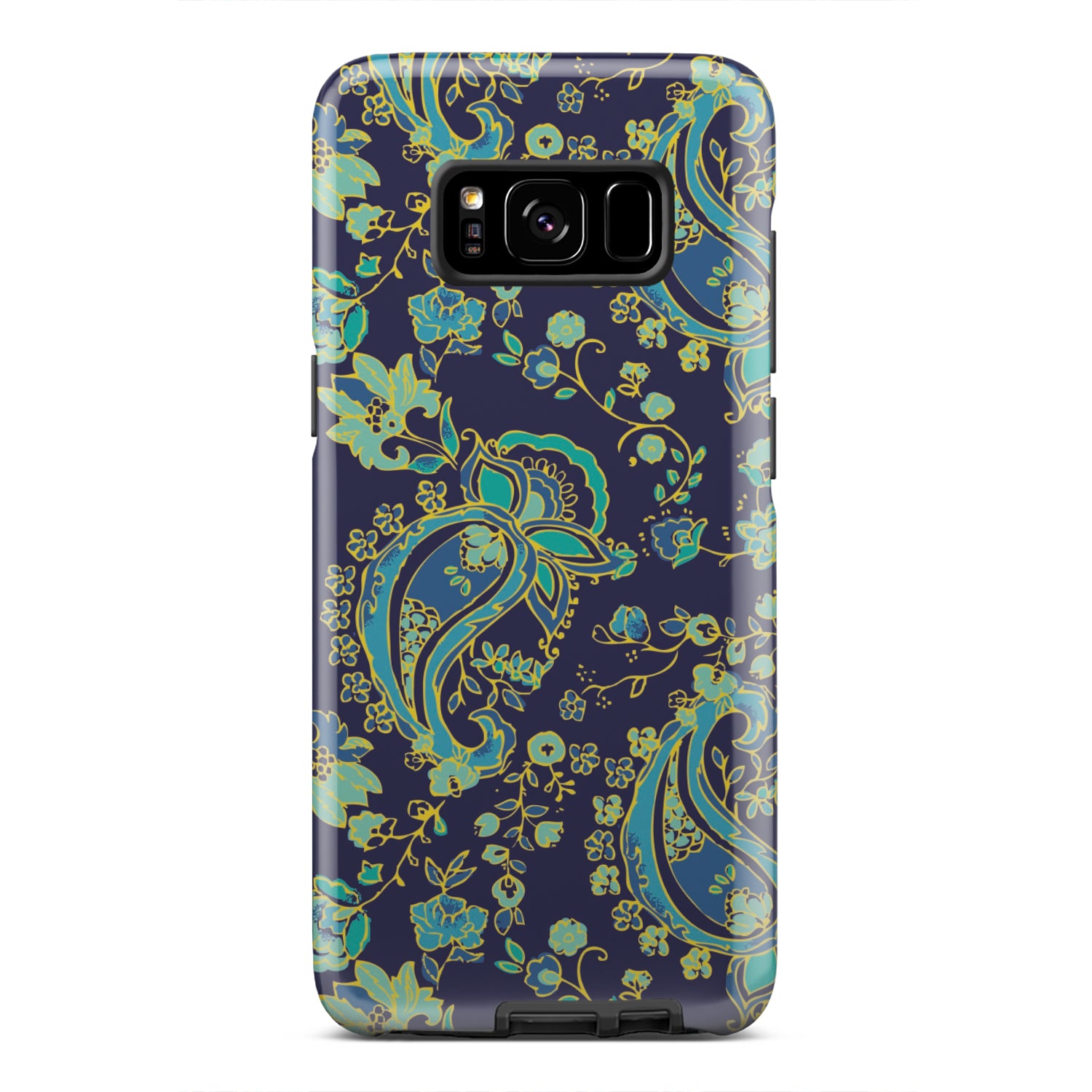 Blue Bohemian Paisley Pattern Print Tough Phone Case