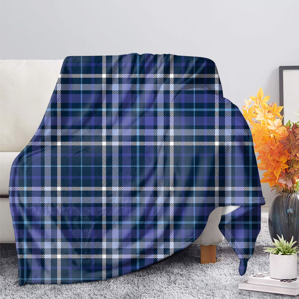 Blue Border Tartan Pattern Print Blanket