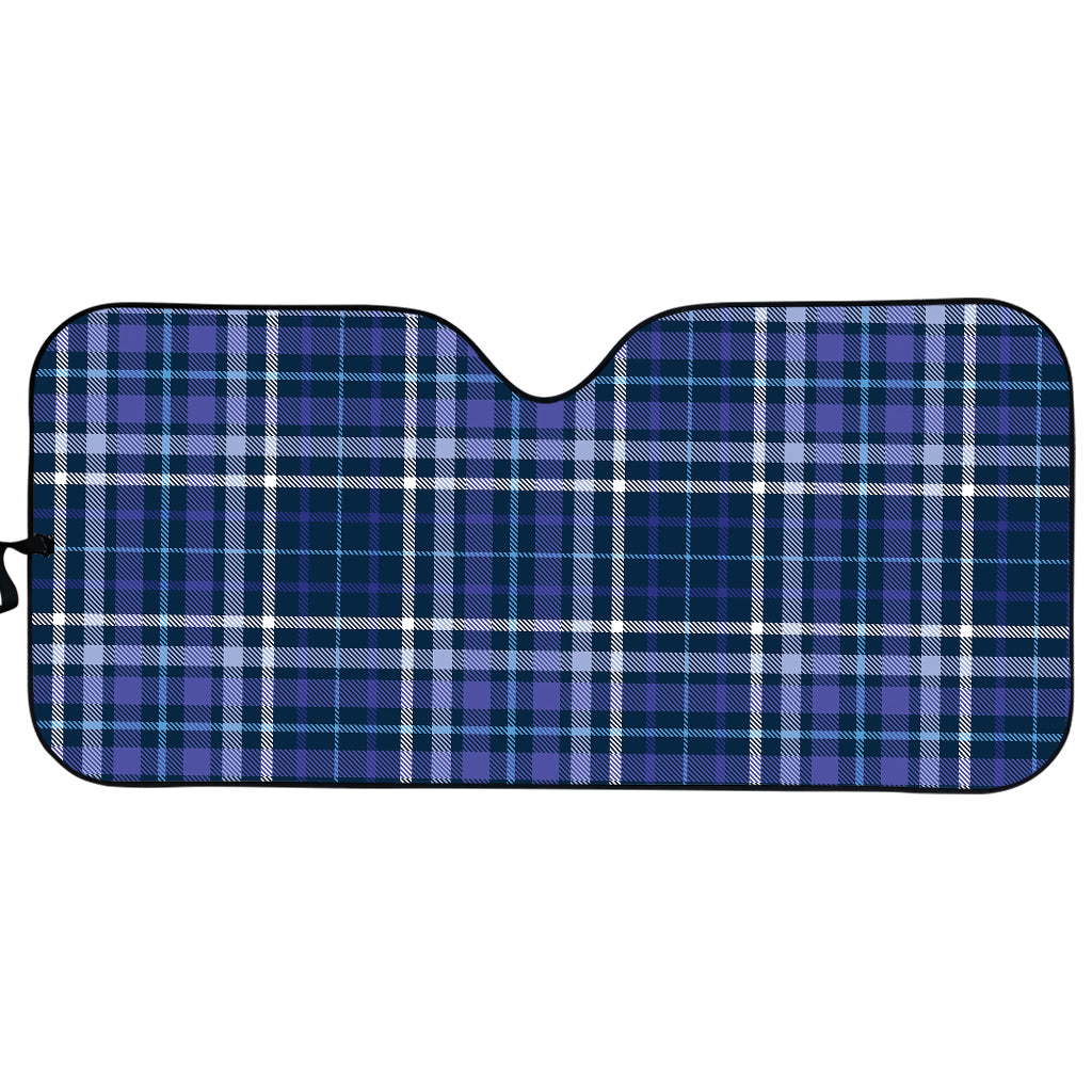 Blue Border Tartan Pattern Print Car Sun Shade