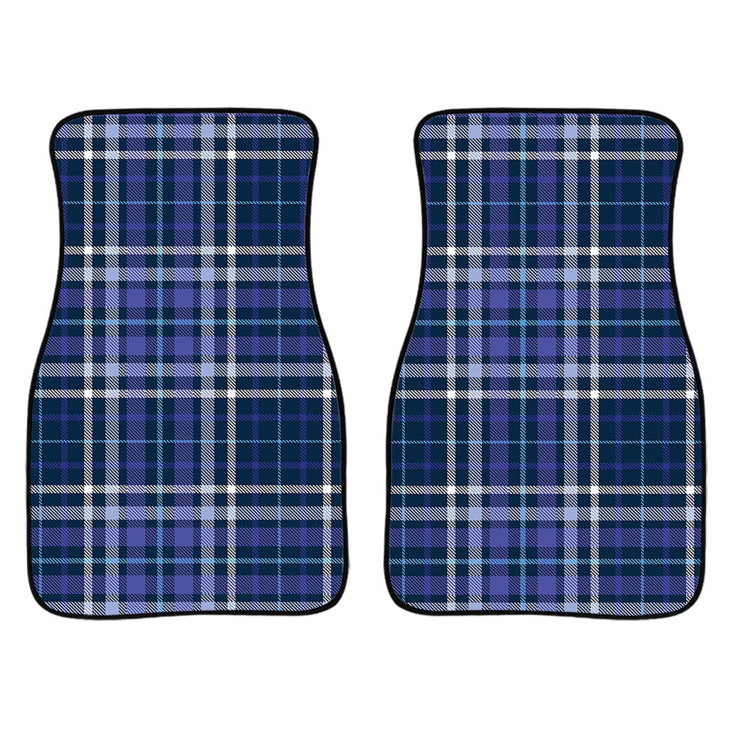 Blue Border Tartan Pattern Print Front Car Floor Mats