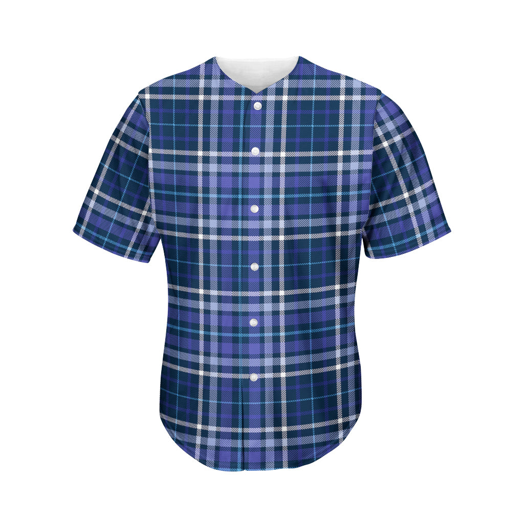 Blue Border Tartan Pattern Print Men's Baseball Jersey