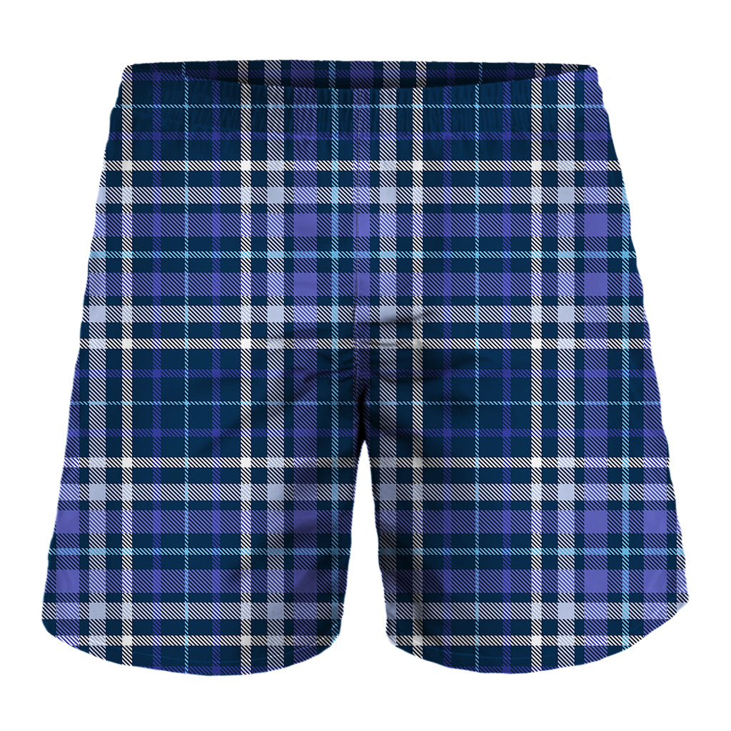 Blue Border Tartan Pattern Print Men's Shorts