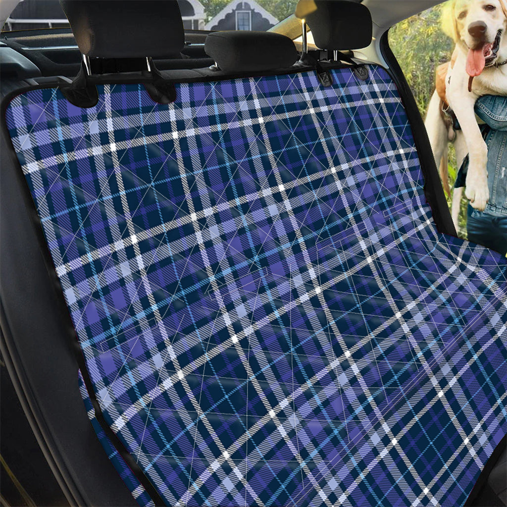 Blue Border Tartan Pattern Print Pet Car Back Seat Cover