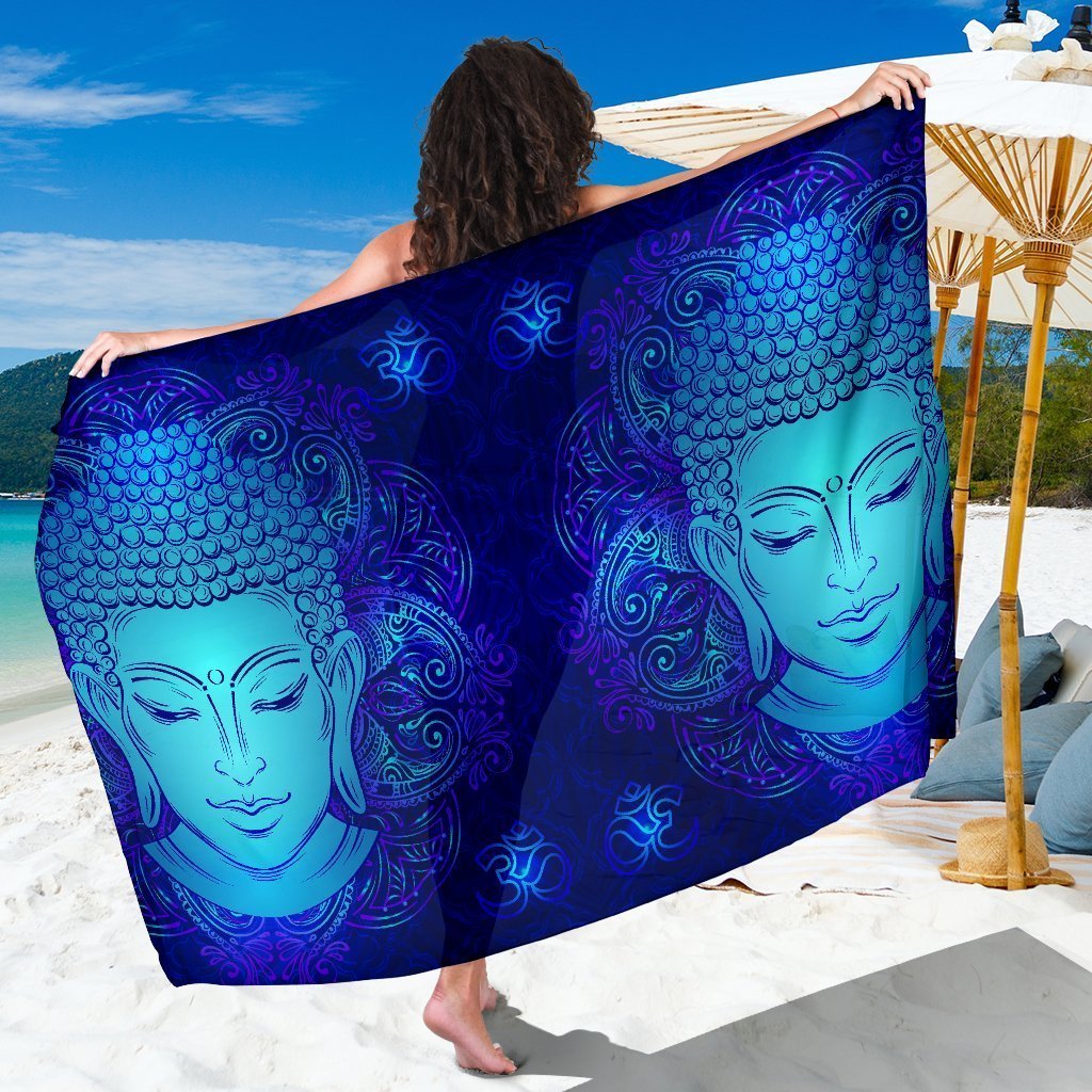 Blue Buddha Print Beach Sarong Wrap