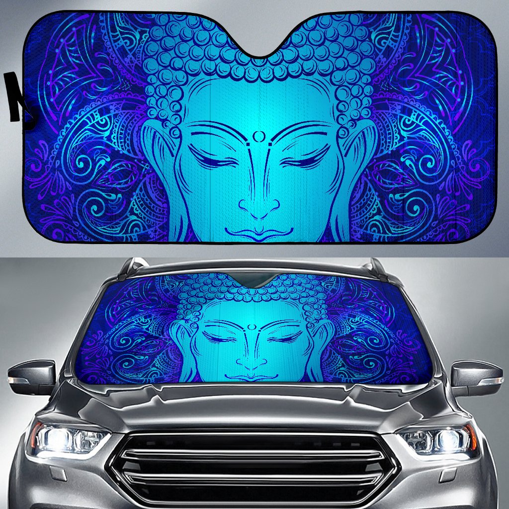 Blue Buddha Print Car Sun Shade