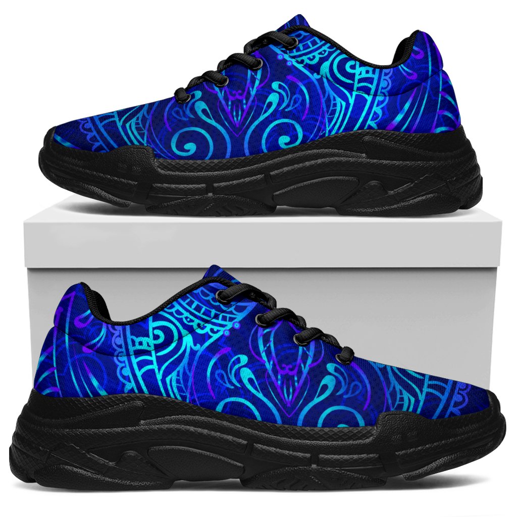 Blue Buddha Print Chunky Sneakers