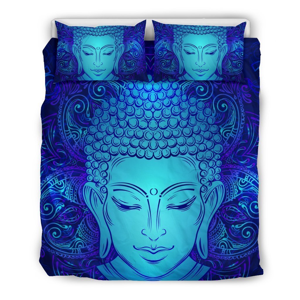 Blue Buddha Print Duvet Cover Bedding Set