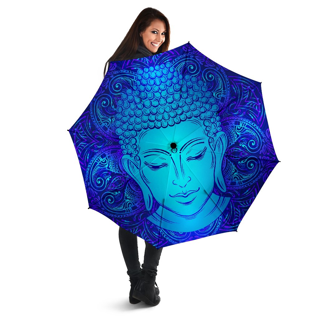 Blue Buddha Print Foldable Umbrella