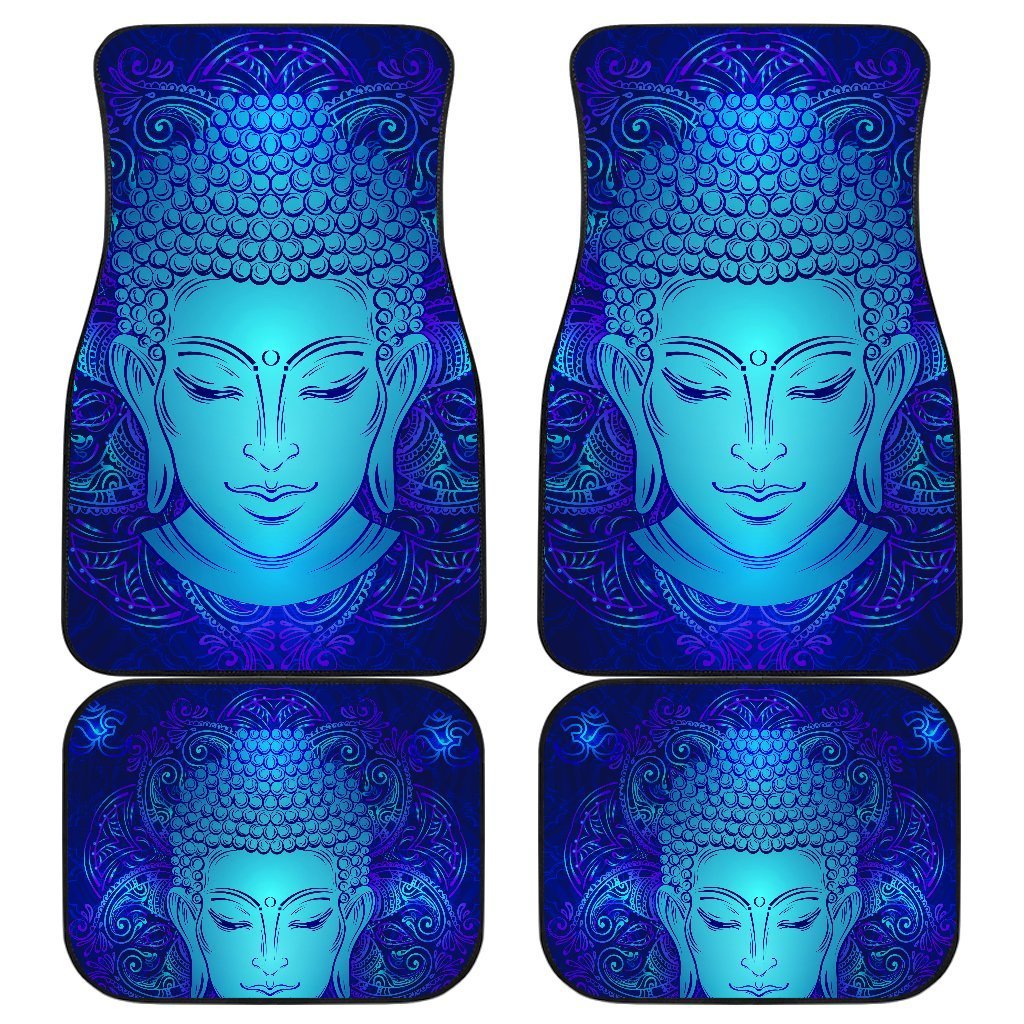 Blue Buddha Print Front and Back Car Floor Mats