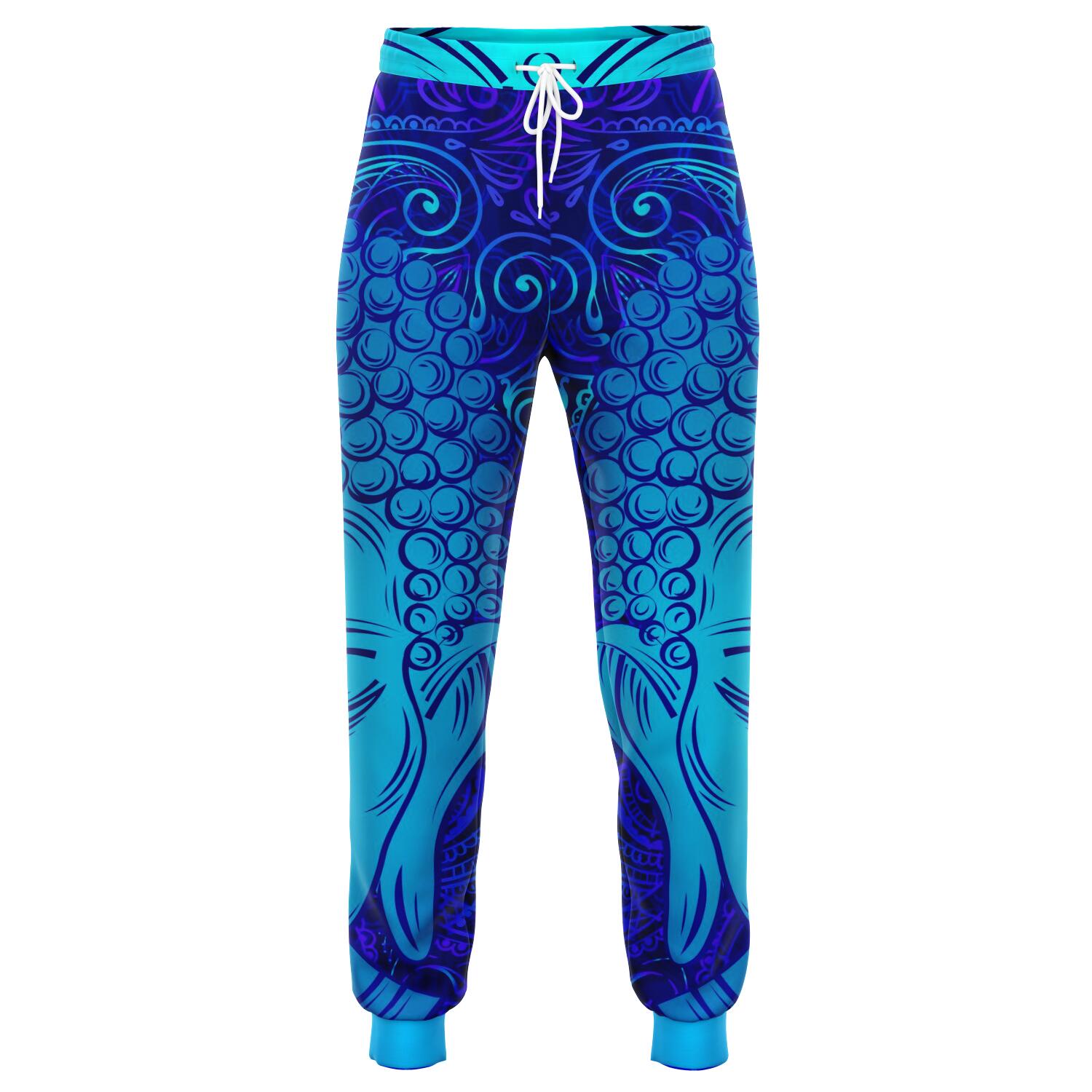 Blue Buddha Print Jogger Pants