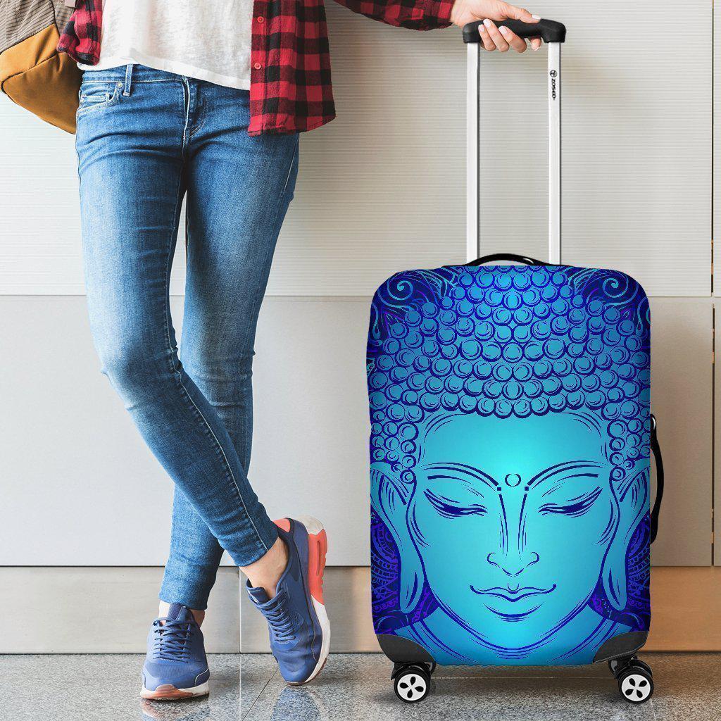 Blue Buddha Print Luggage Cover