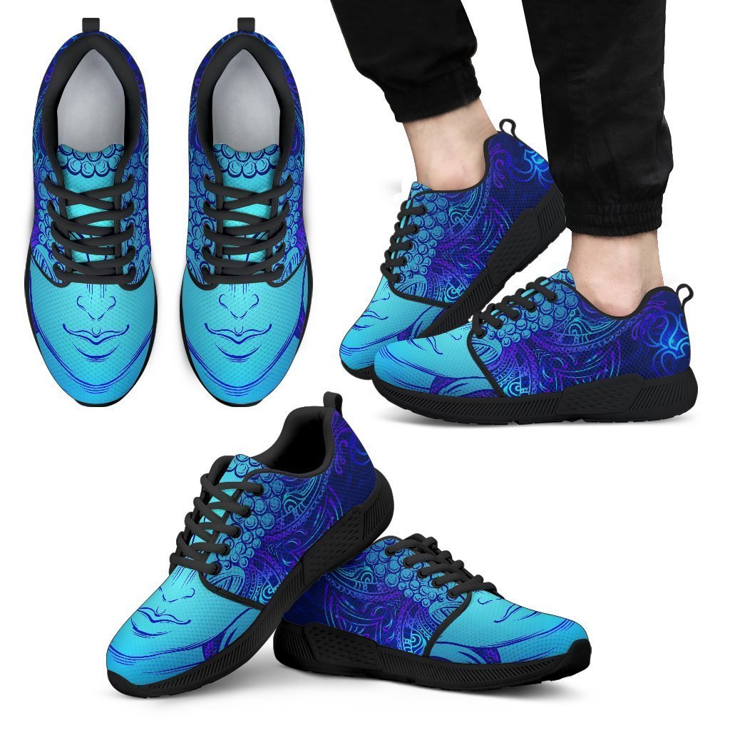 Blue Buddha Print Men's Athletic Shoes