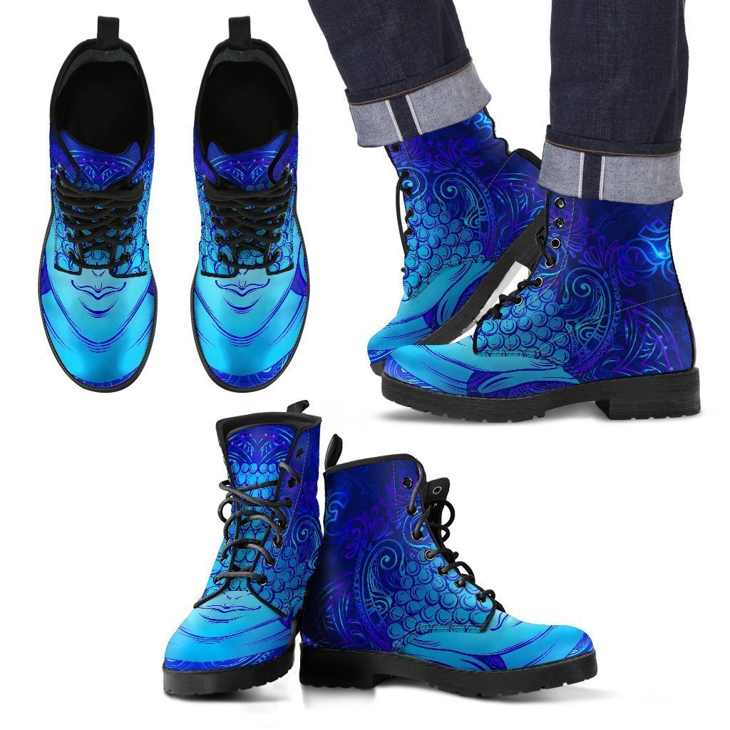 Blue Buddha Print Men's Boots