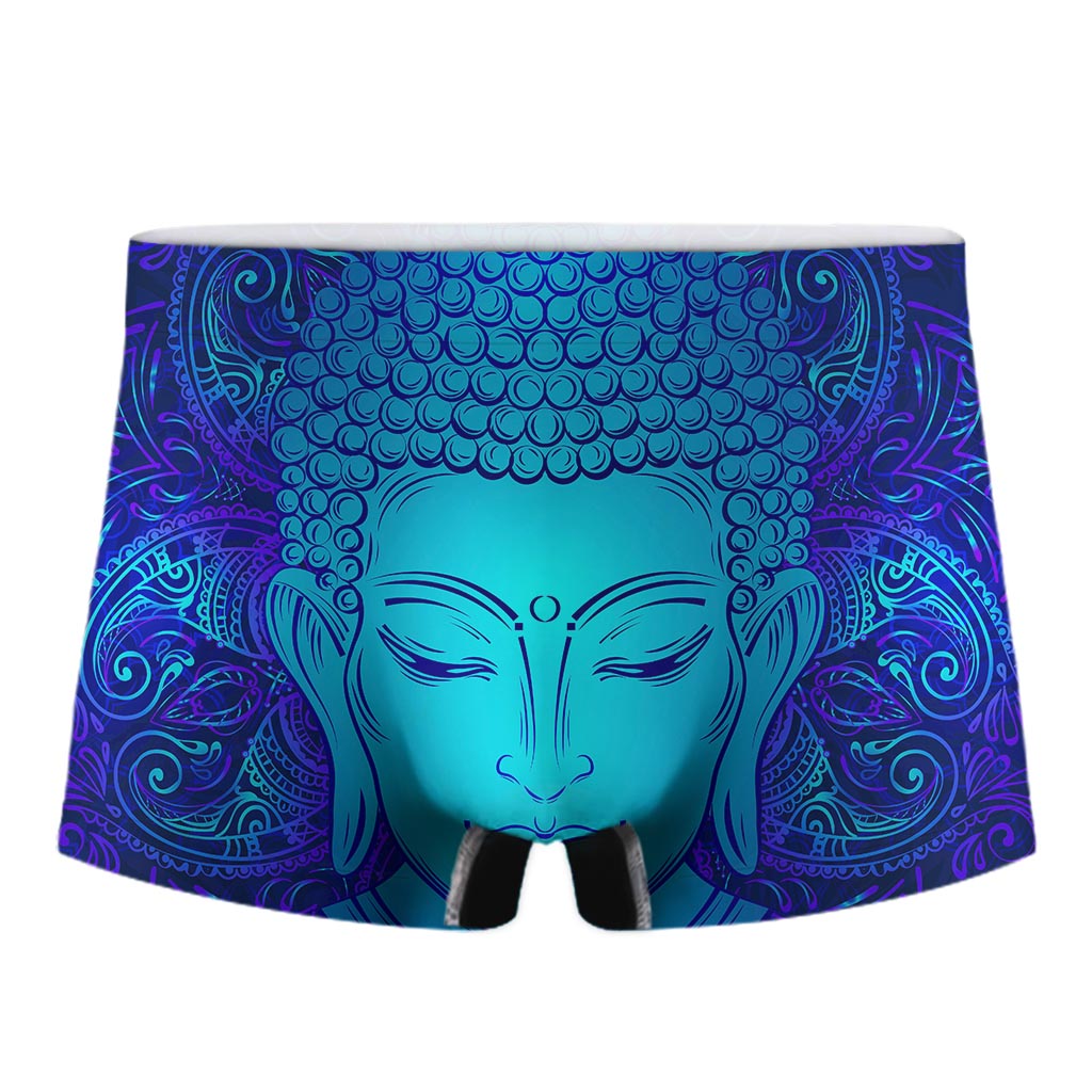 Blue Buddha Print Men's Boxer Briefs