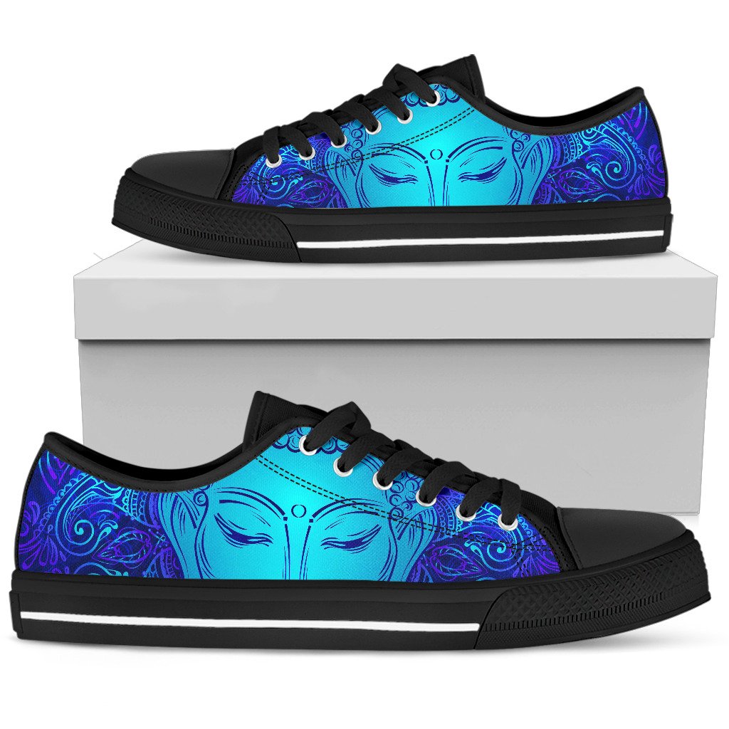 Blue Buddha Print Men's Low Top Shoes