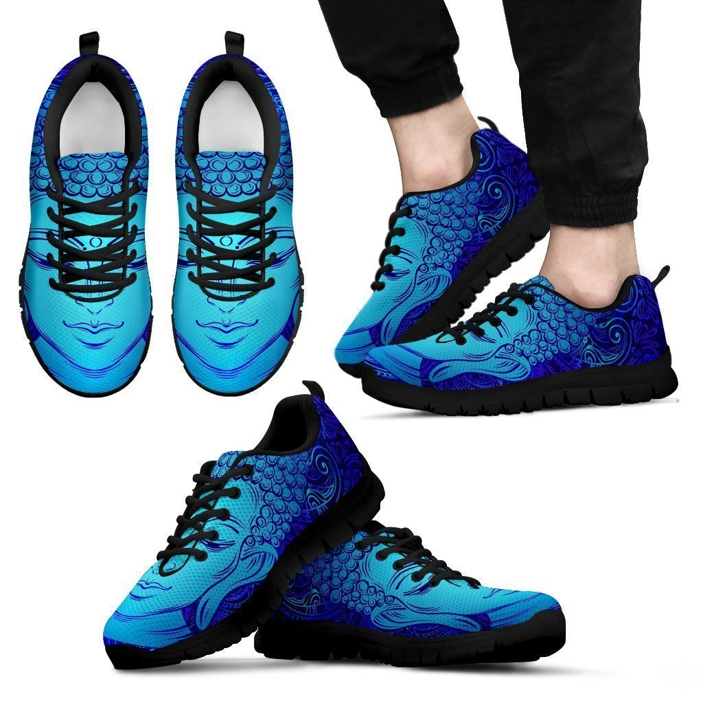 Blue Buddha Print Men's Sneakers