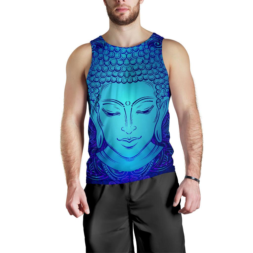 Blue Buddha Print Men's Tank Top