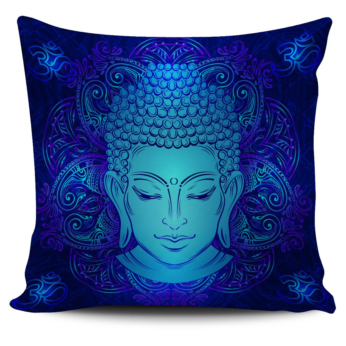 Blue Buddha Print Pillow Cover