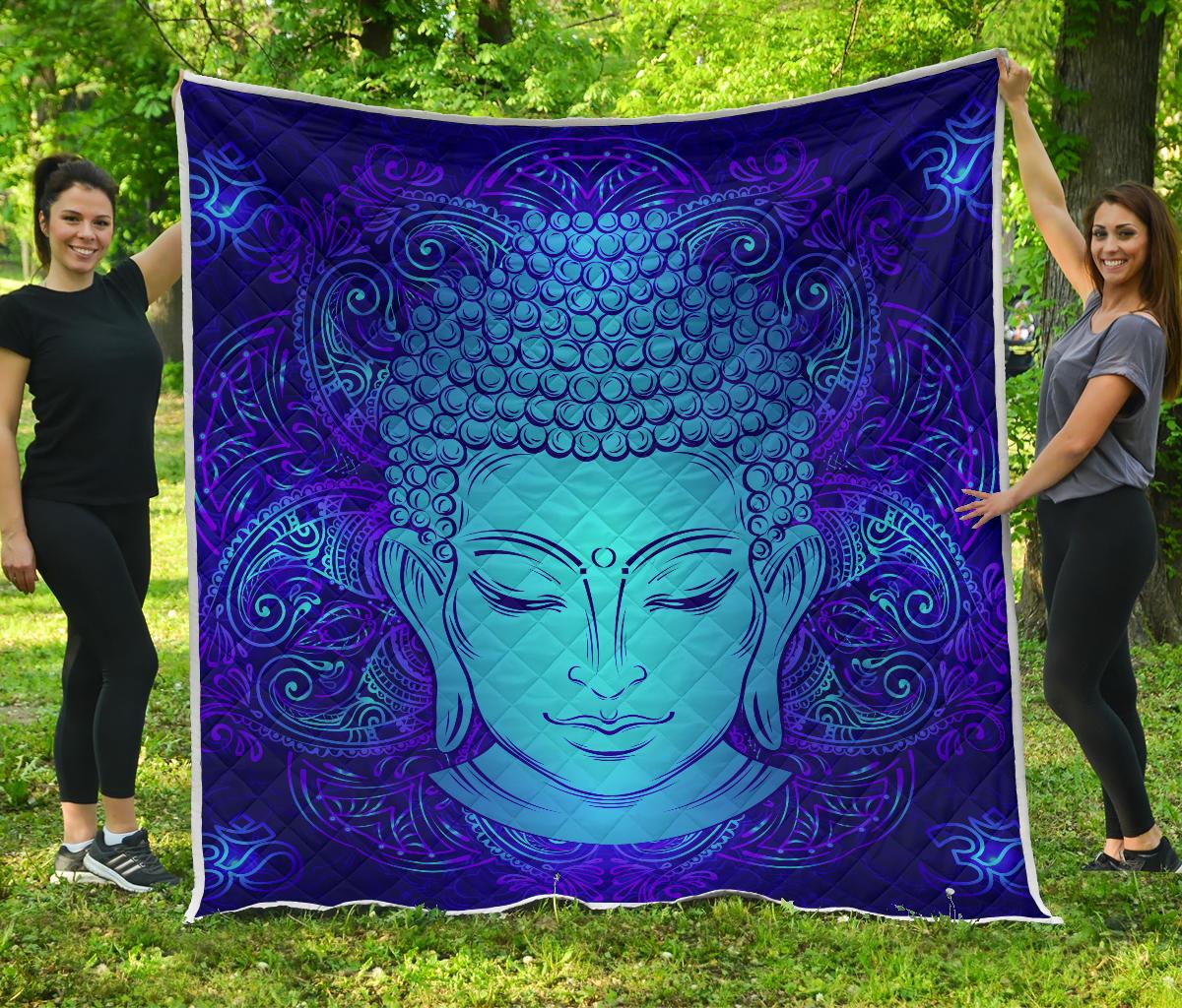 Blue Buddha Print Quilt