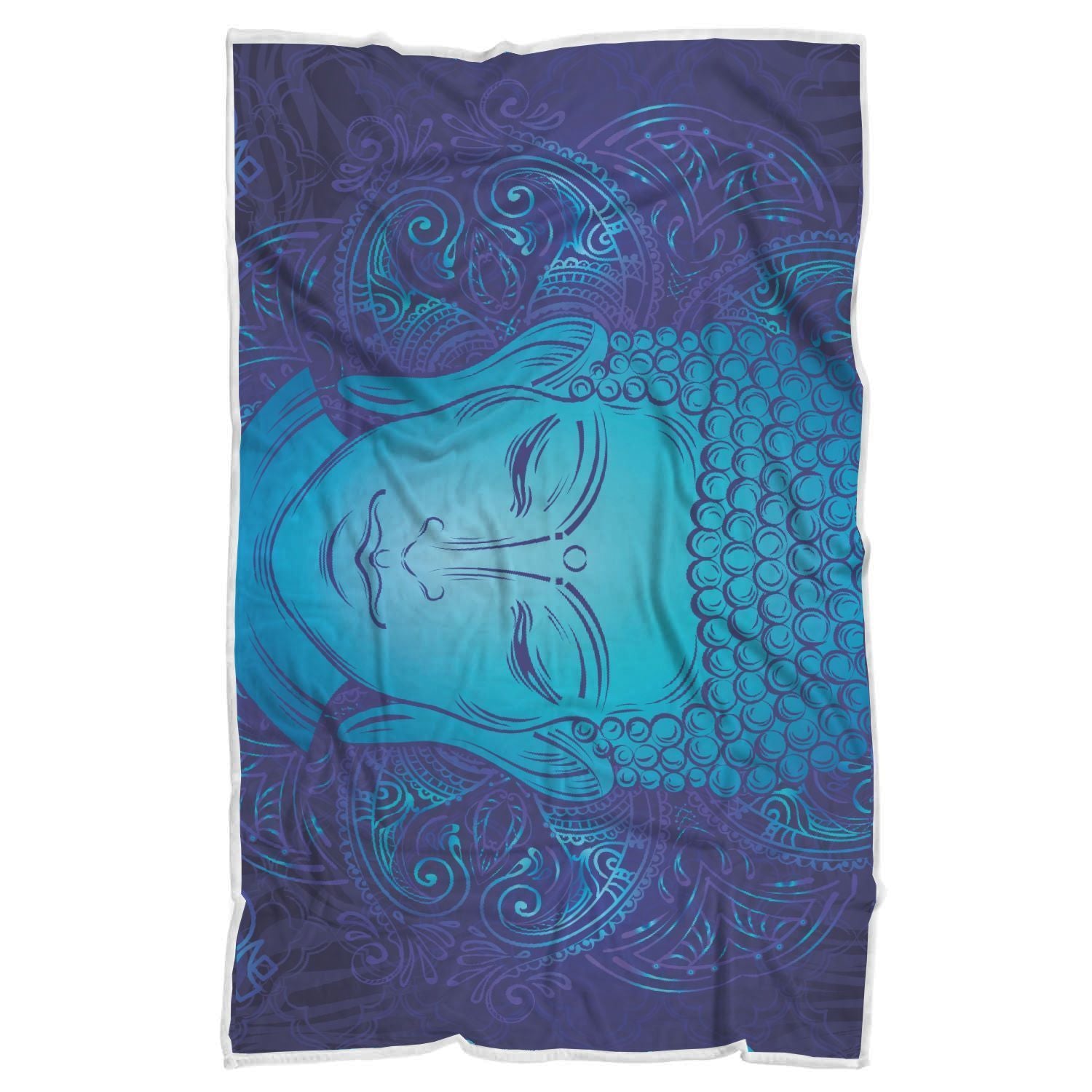 Blue Buddha Print Sherpa Blanket