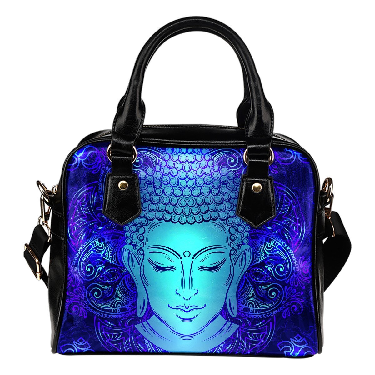 Blue Buddha Print Shoulder Handbag