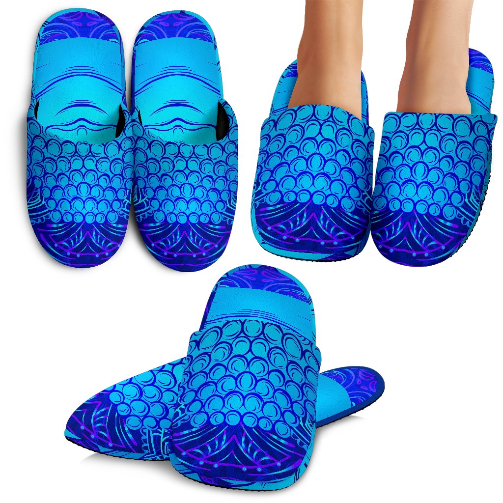 Blue Buddha Print Slippers