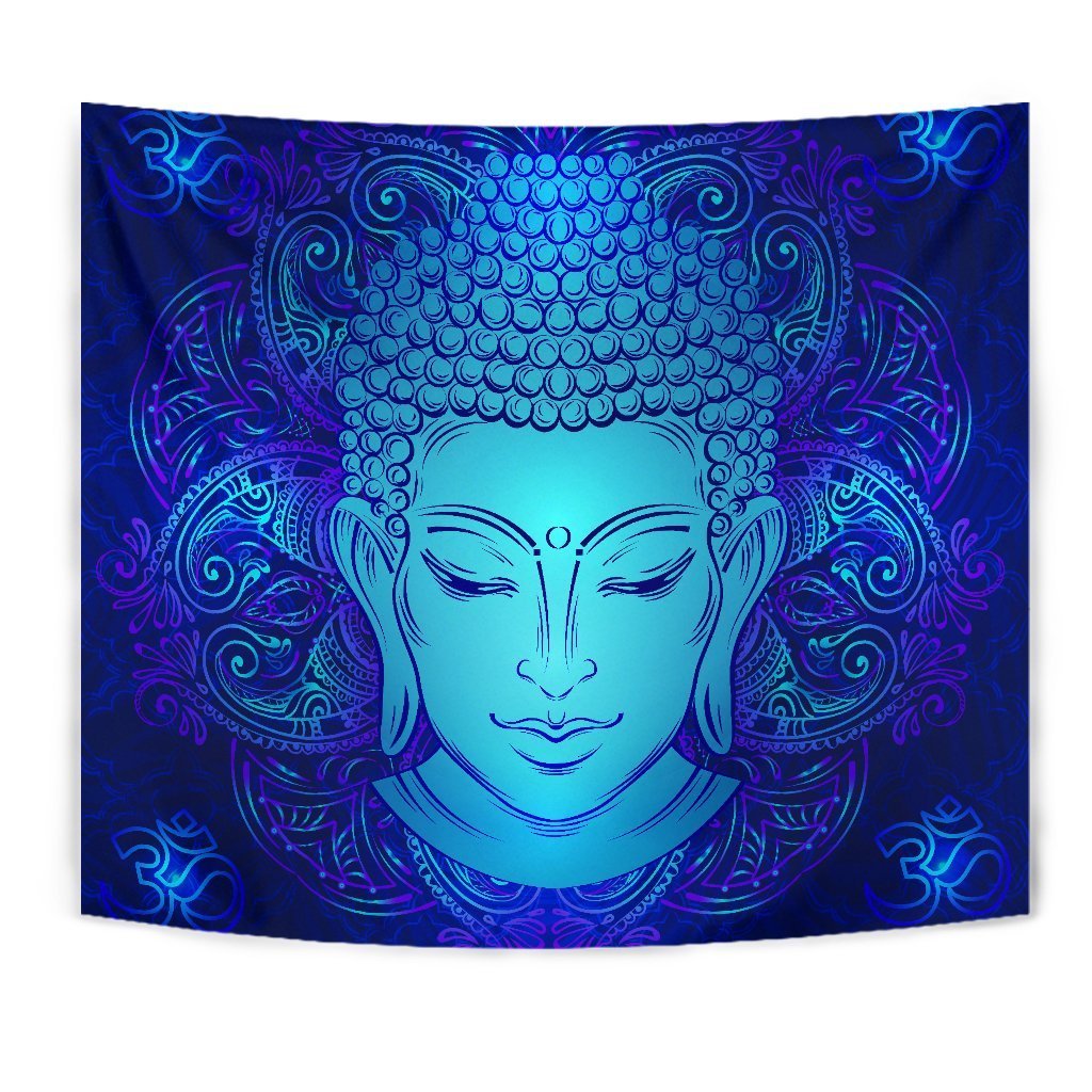 Blue Buddha Print Wall Tapestry