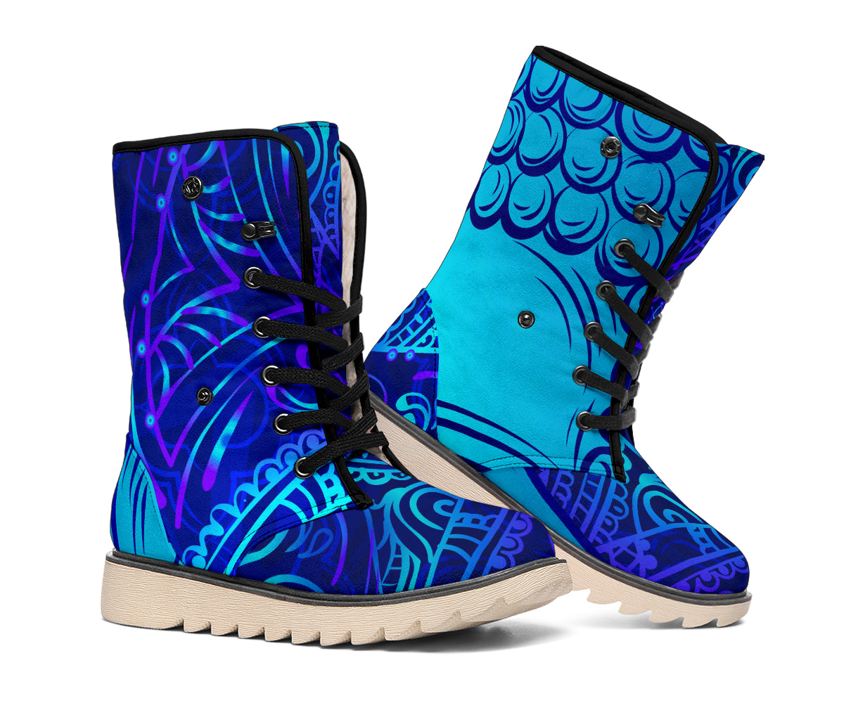 Blue Buddha Print Winter Boots