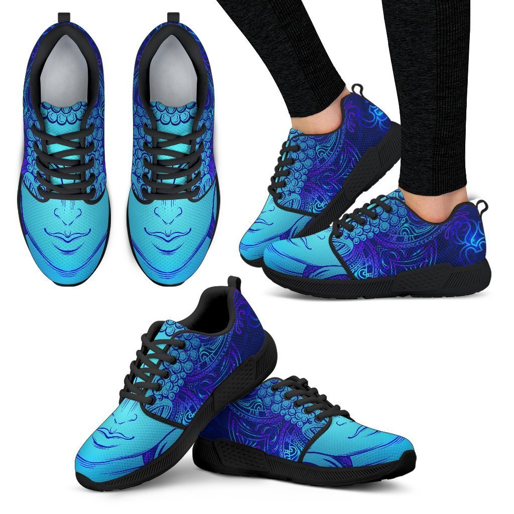 Blue Buddha Print Women's Athletic Shoes