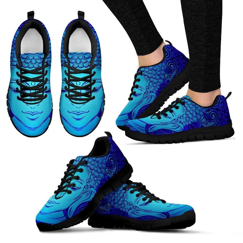 Blue Buddha Print Women's Sneakers