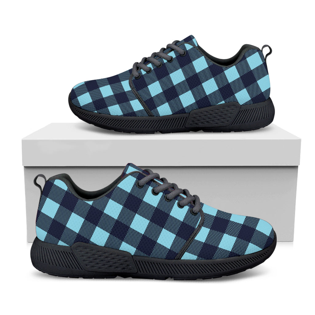 Blue Buffalo Check Pattern Print Black Athletic Shoes