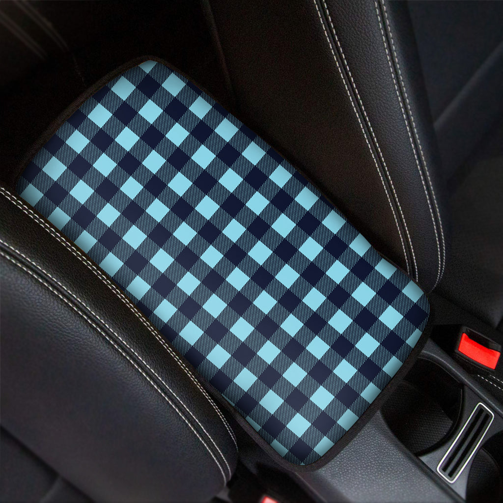 Blue Buffalo Check Pattern Print Car Center Console Cover