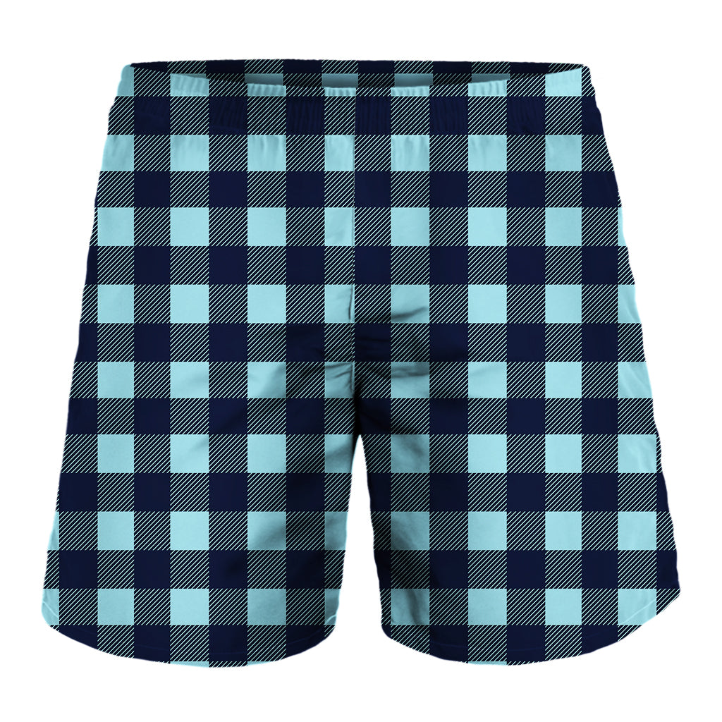 Blue Buffalo Check Pattern Print Men's Shorts