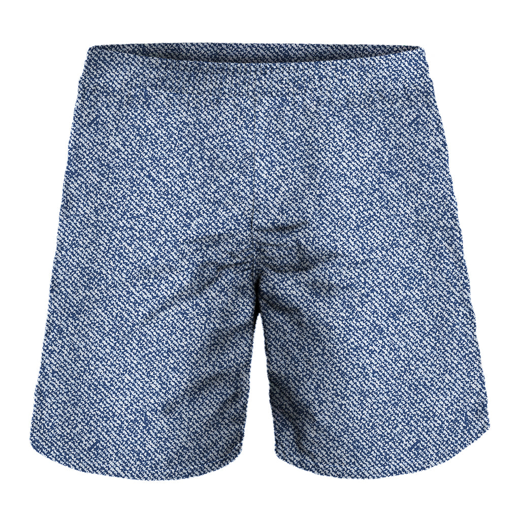 Blue Denim Jeans Pattern Print Men's Shorts