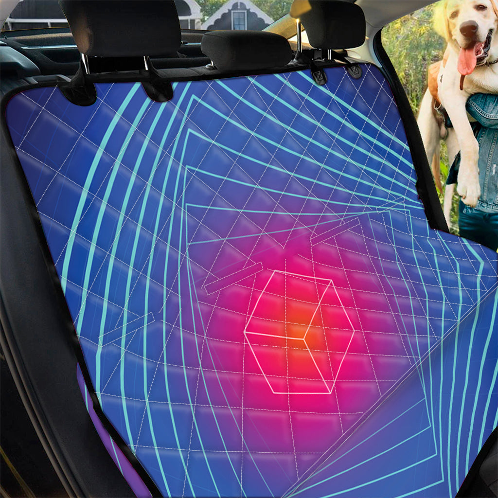 Blue Geometric EDM Light Print Pet Car Back Seat Cover