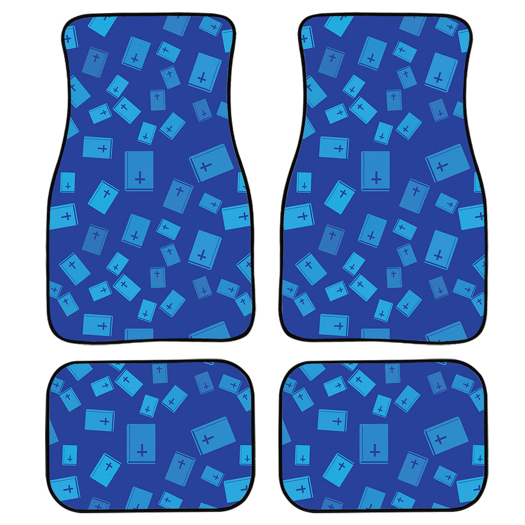 Blue Holy Bible Pattern Print Front and Back Car Floor Mats