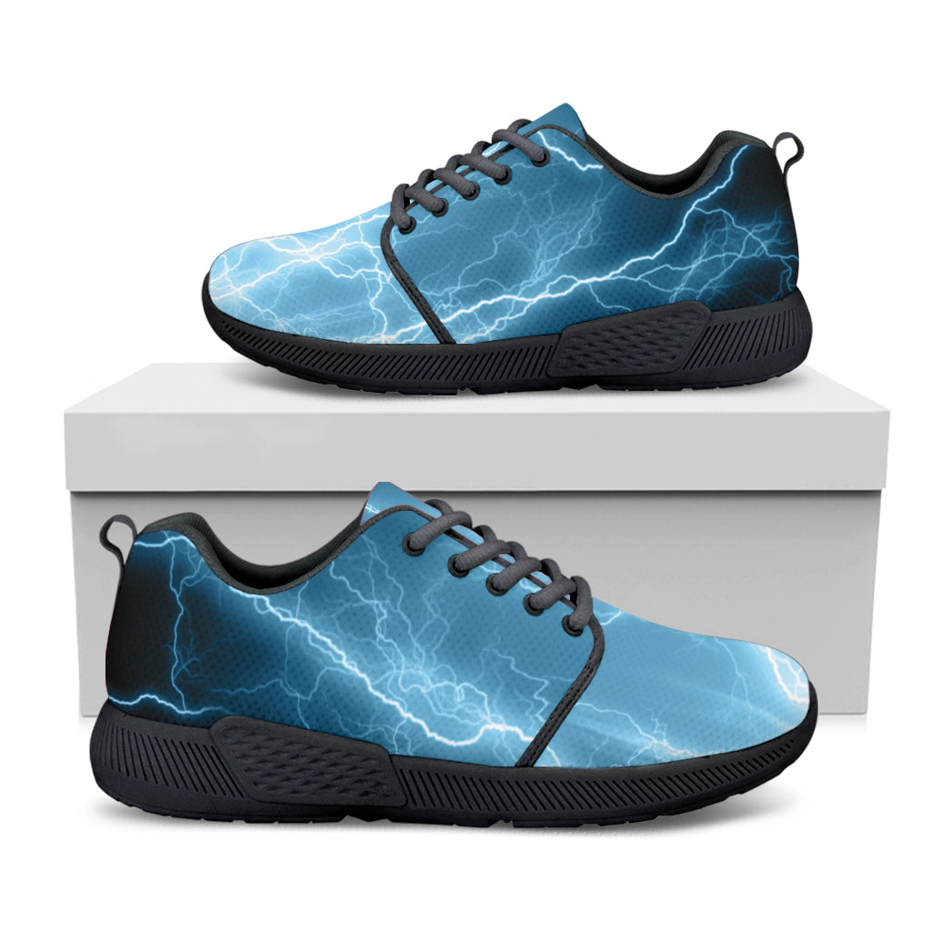 Blue Lightning Print Black Athletic Shoes
