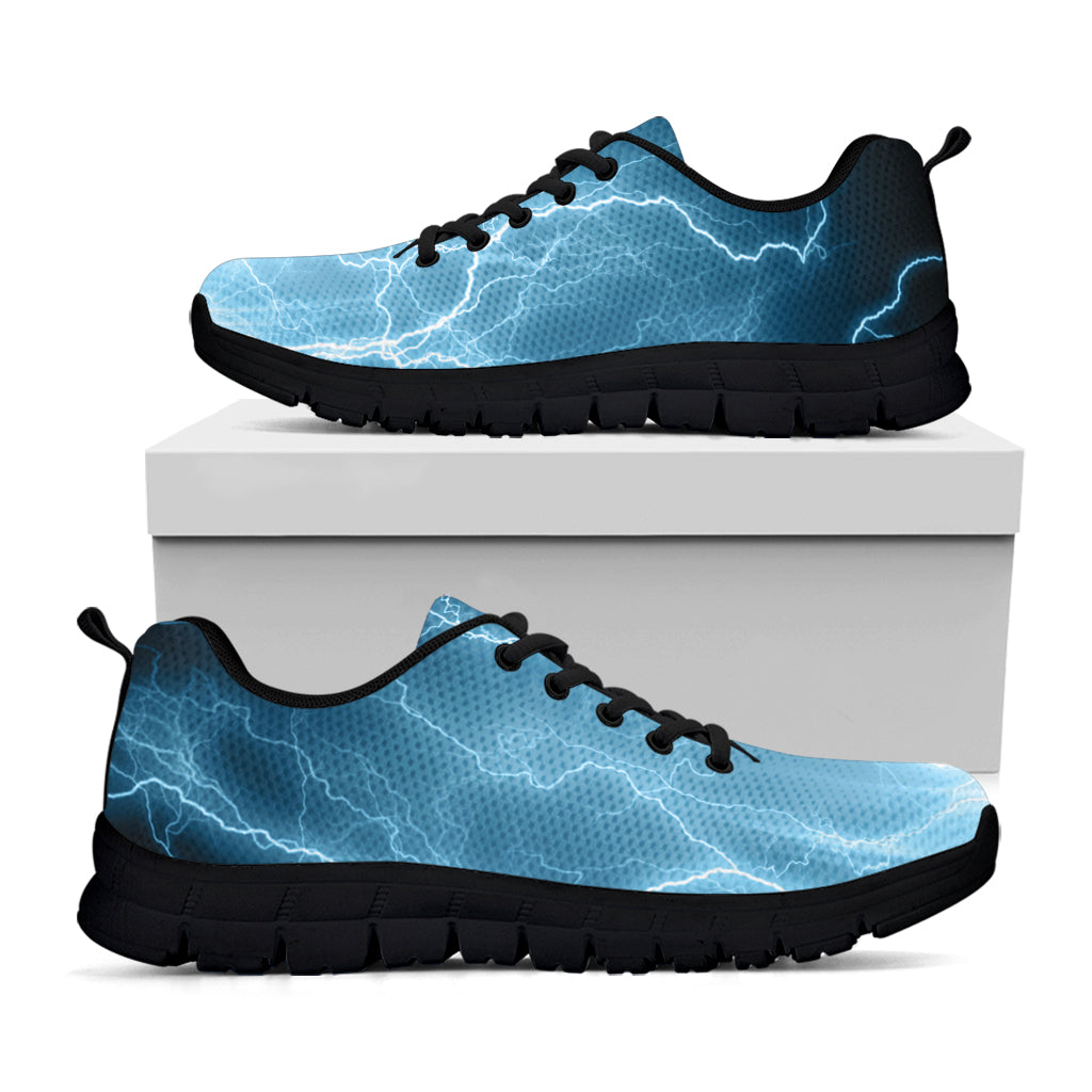 Blue Lightning Print Black Sneakers