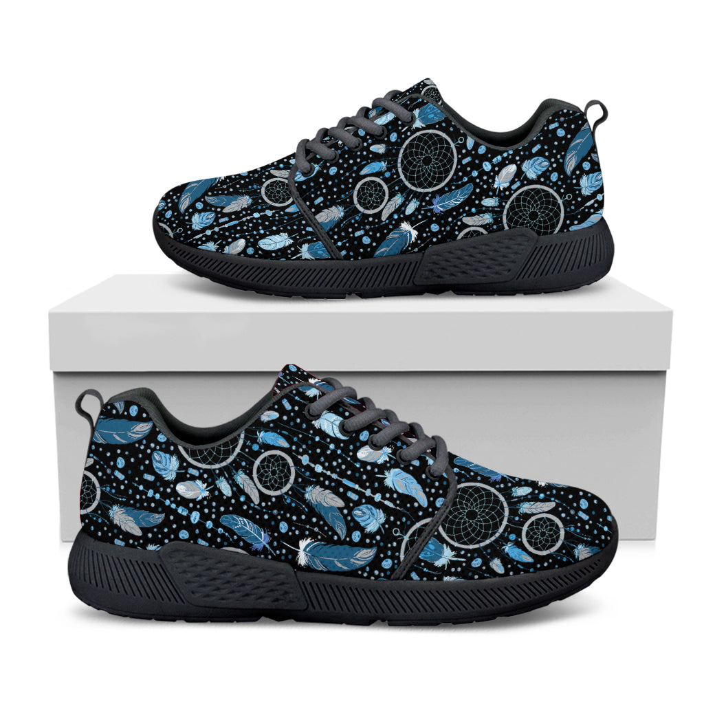 Blue Native Dream Catcher Pattern Print Black Athletic Shoes