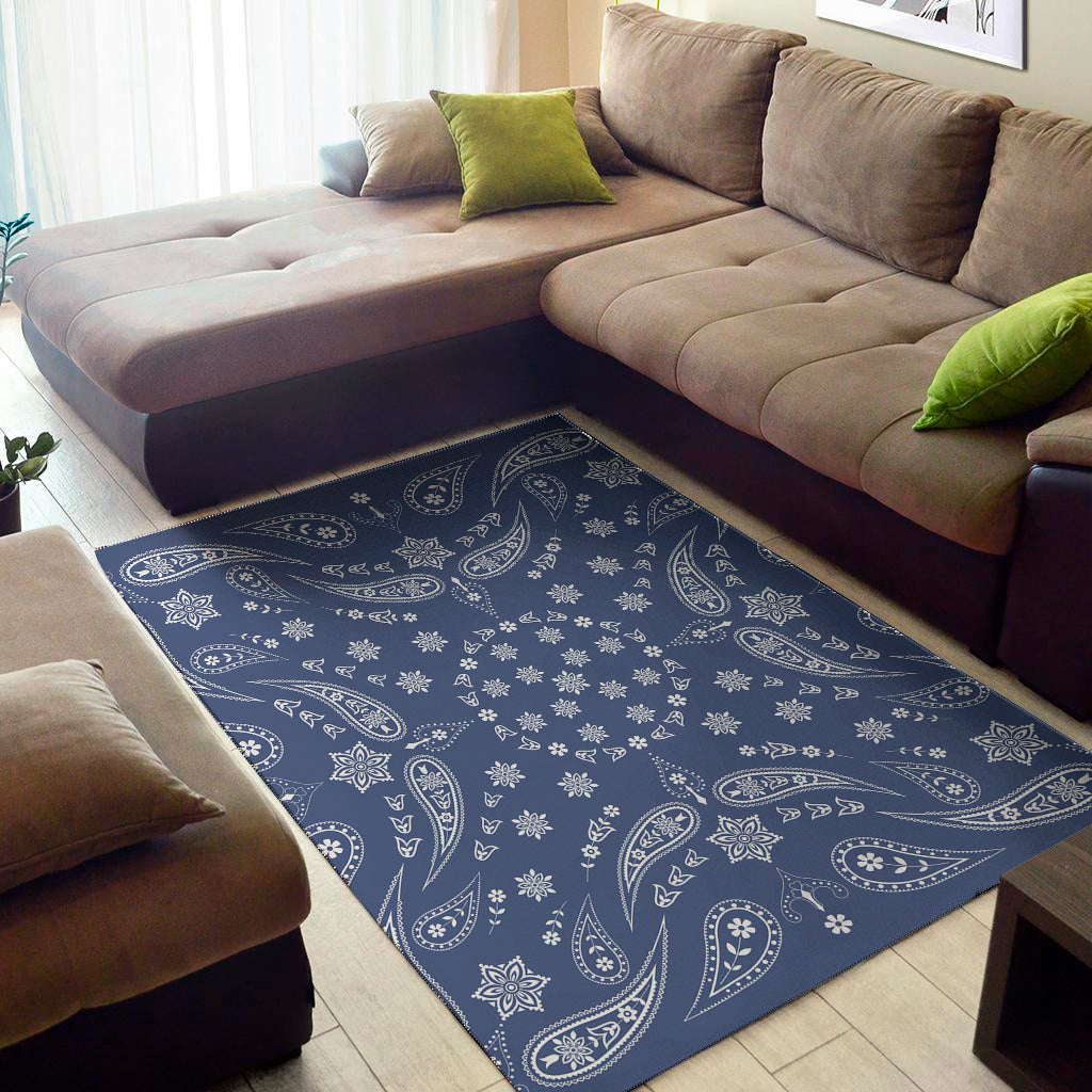 Blue Paisley Bandana Print Area Rug