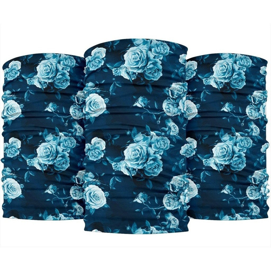 Blue Rose Floral Flower Pattern Print 3-Pack Bandanas