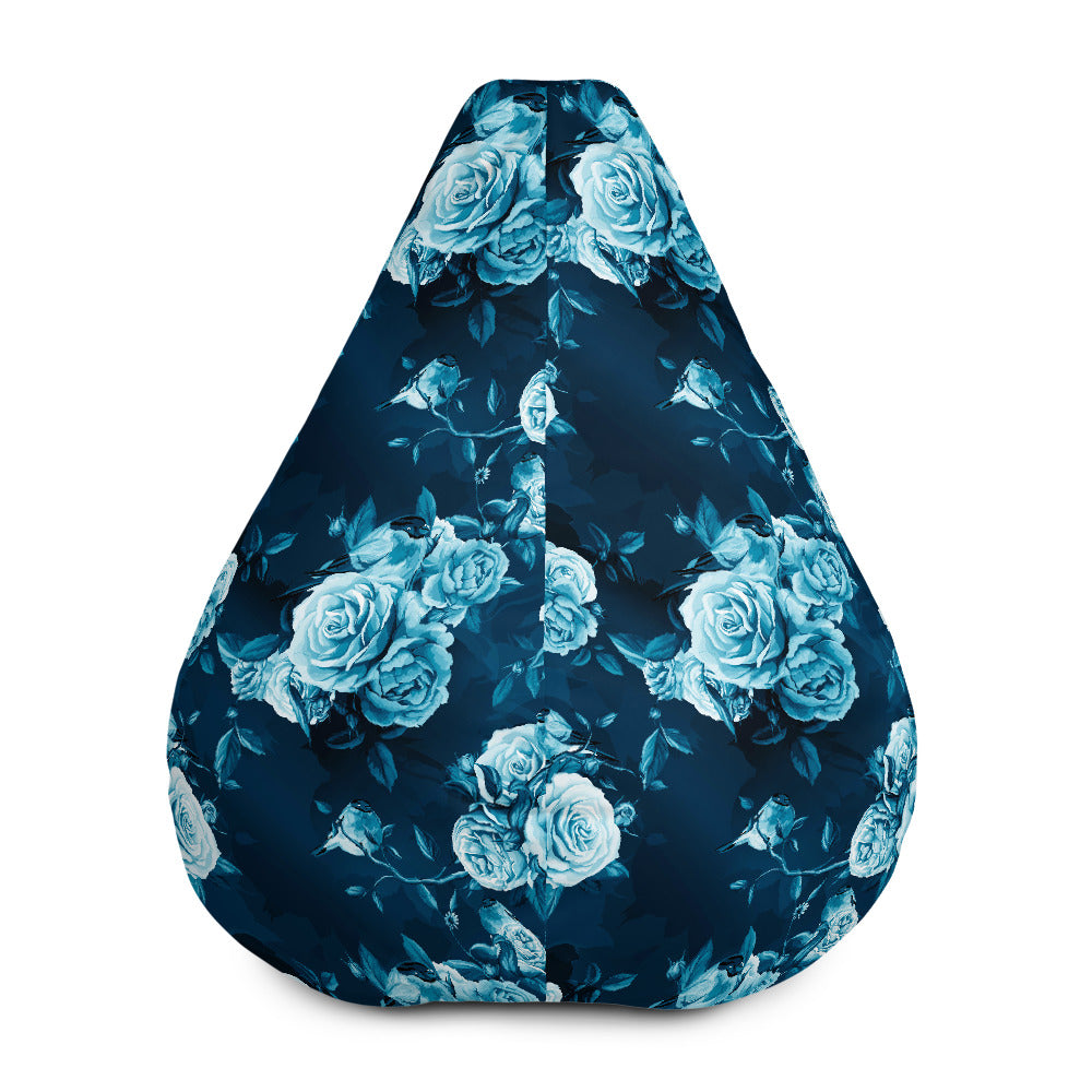 Blue Rose Floral Flower Pattern Print Bean Bag Cover