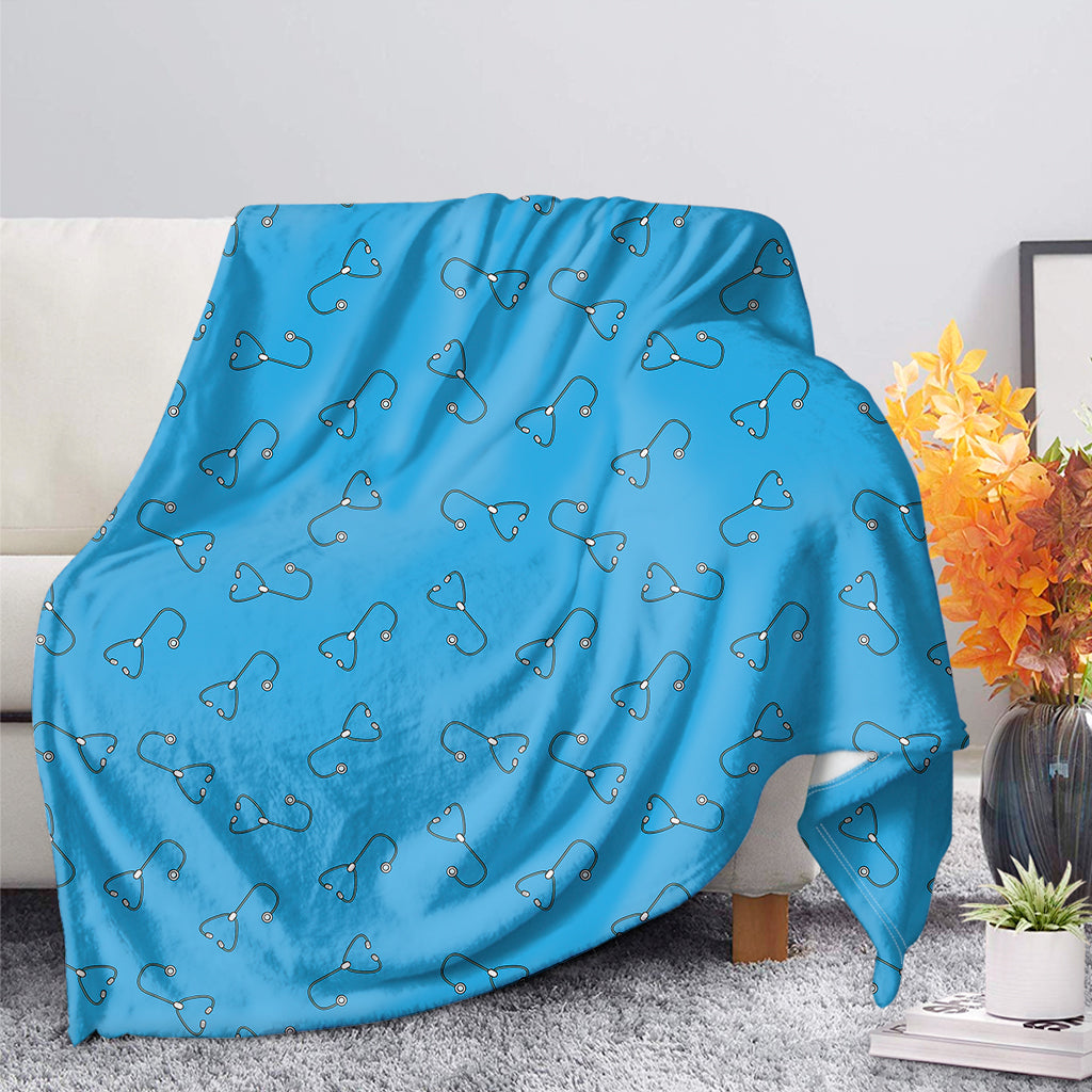 Blue Stethoscope Pattern Print Blanket